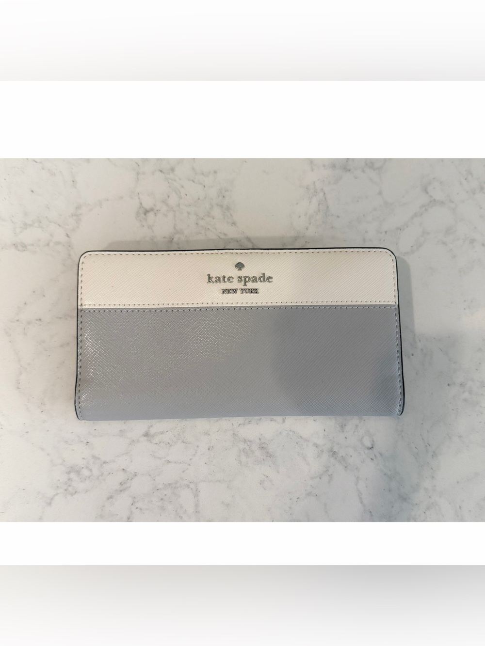 Kate Spade Slim Bifold Wallet (Gray & White, new without tags)